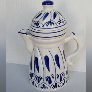 Blue White Juicer, Porcelain Lemon Lime Squeezer, Vintage Porcelain